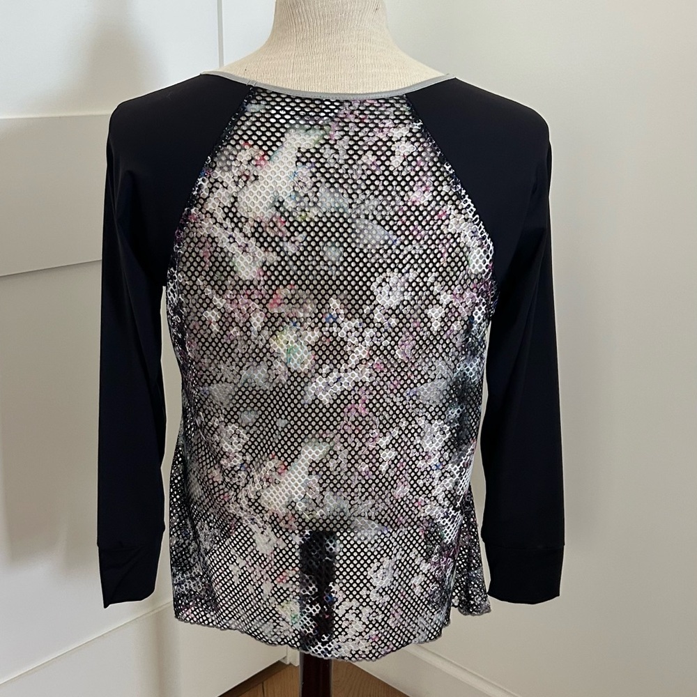 Black Mesh Multi Colored Workout Long Sleeve - image 3